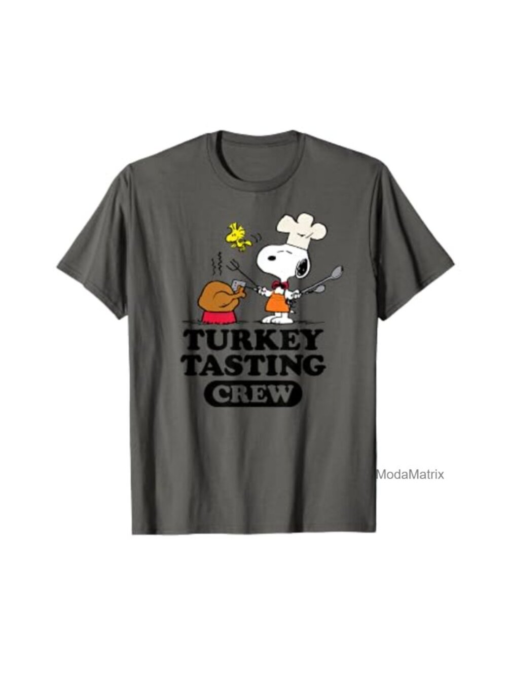 Peanuts Turkey Tasting Crew Neck T-Shirt Classic Fit Short Sleeve